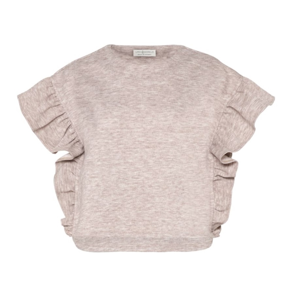 Women's Ruffled Sleeve Top - Beige